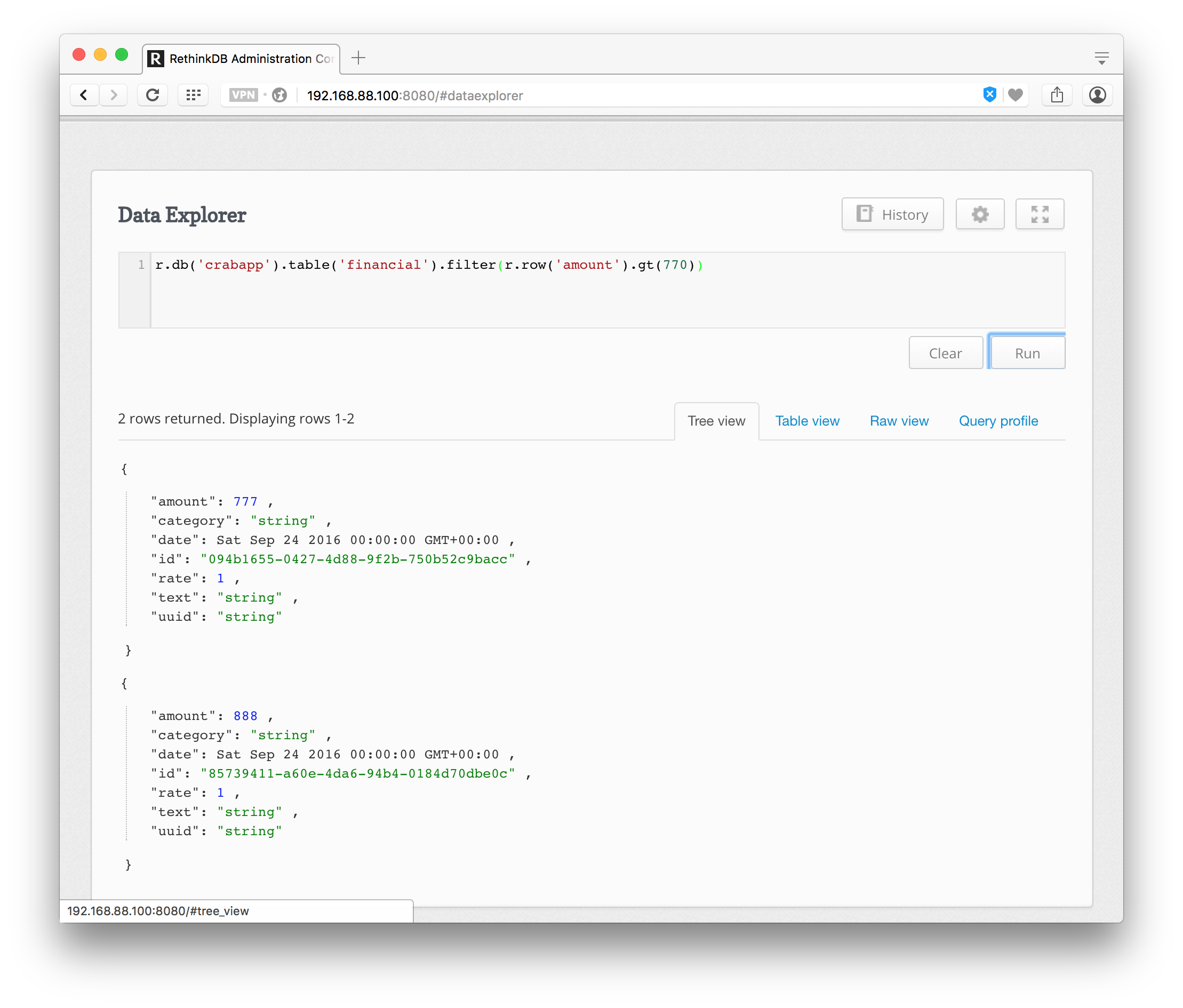 RethinkDB documents after Loopback POST